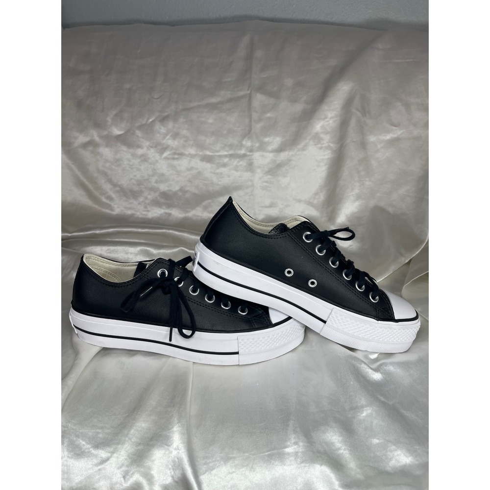 Converse Chuck Taylor All Star Lift Women Size 7 Black Leather Platform Sneaker - Picture 3 of 9
